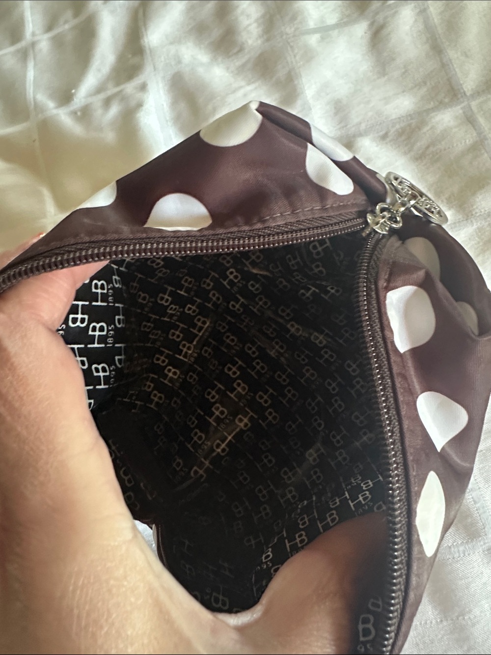 Henri Bendel Clear Cosmetic Train Case with Brown Trim + Brown Polka Dot Pouch - Picture 8 of 10